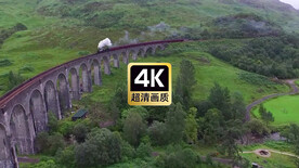 旅拍素材高速火车经过山间大桥