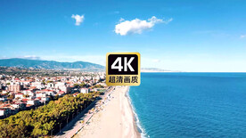 航拍素材大海边城市群