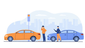 卡通汽车事故插画插图