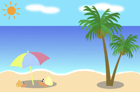 夏日海滨插画矢量素材