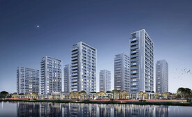 绿城别墅洋房园林沿河夜景