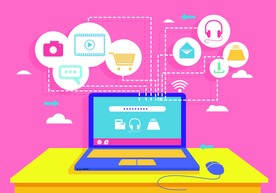 卡通电脑影音播放标志图标