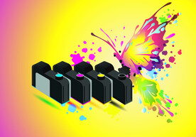 卡通颜料墨盒矢量图