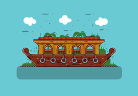 卡通手绘古典游船矢量图