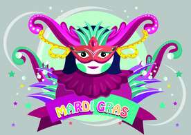 卡通面具人狂欢节插画