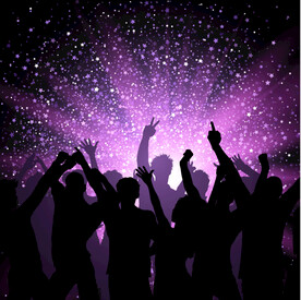 卡通人群蹦迪跳舞矢量图