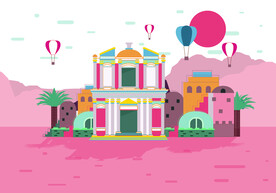 卡通创意房子插画