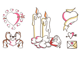卡通手绘蜡烛 爱心