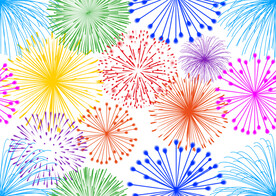 卡通绚丽烟花图案