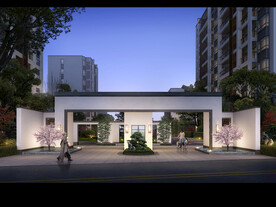 绿城别墅洋房夜景大门入口