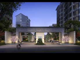 绿城别墅洋房夜景大门入口