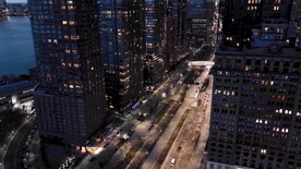 航拍现代城市群街道夜景