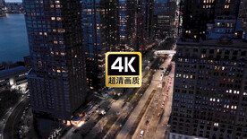 航拍现代城市群街道夜景