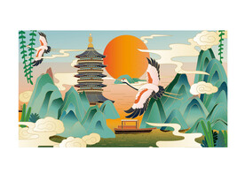 雷峰塔插画海报国潮中国风