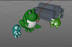 C4D模型青蛙大象恐龙钓鱼
