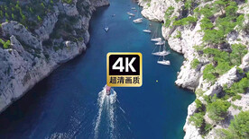 短视频素材峡谷中航行的游艇