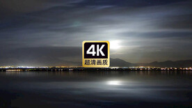 短视频素材夜空下海滨城市美景