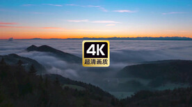 风景素材朝霞山顶云海翻腾