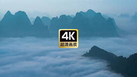 短视频素材清晨山顶上云海翻滚