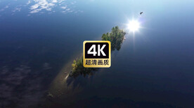 短视频素材航拍湖中小岛