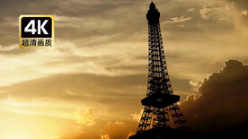宣传片素材晚霞中的埃菲尔铁塔