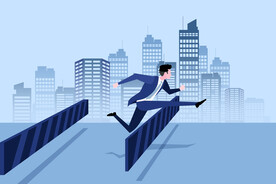 跨越进步冲刺奋力向前海报插画