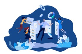 扁平商务办公工作团队合作插画