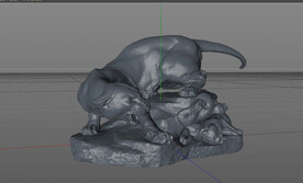 C4D模型老虎扫描雕塑雕像石头