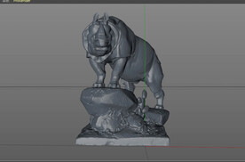 C4D模型犀牛扫描雕塑雕像石头