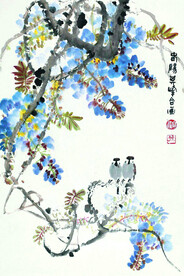 丁香花双雀
