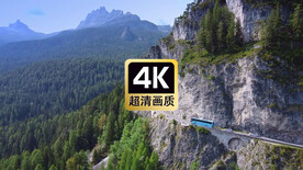 风景素材汽车经过山间隧道