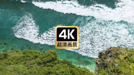 短视频素材热带海滩海浪冲上沙滩