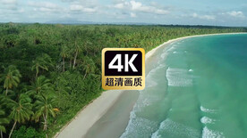 航拍素材碧海沙滩热带树林