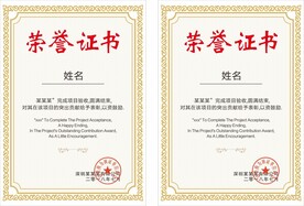 个人荣誉证书 获奖证书