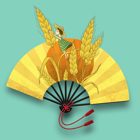手绘卡通扇子素材