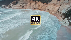 VLOG素材碧蓝沙滩海崖灯塔