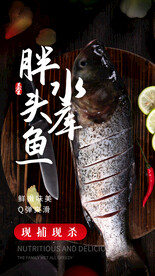 水库胖头鱼美食活动宣传海报素材