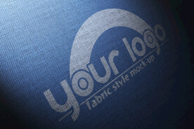 光感蓝布背景logo样机展示 
