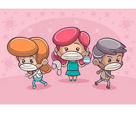 卡通带口罩人物