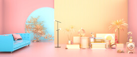 C4D模型粉色风格电商立体场景