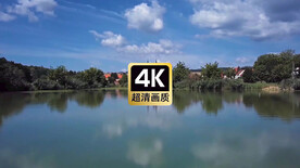 短视频素材湖面村庄