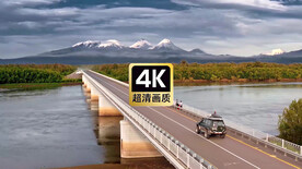 短视频素材跨海大桥远山汽车云层