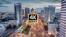 短视频素材航拍傍晚城市群街道