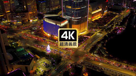 短视频素材航拍夜晚城市街道房屋