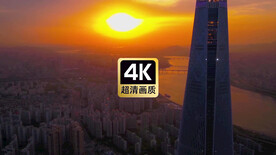 航拍城市标志性建筑河流建筑群