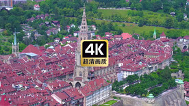 航拍素材建筑群高耸的教堂