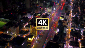 航拍素材城市街道夜景