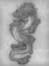 黑白素描龙