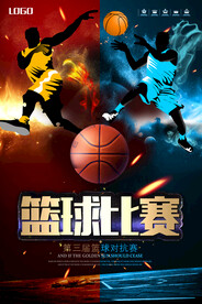 燃烧大气篮球培训比赛海报