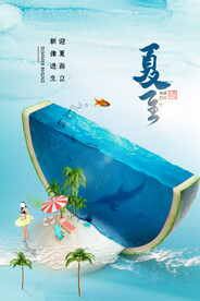夏至节气传统活动宣传海报素材